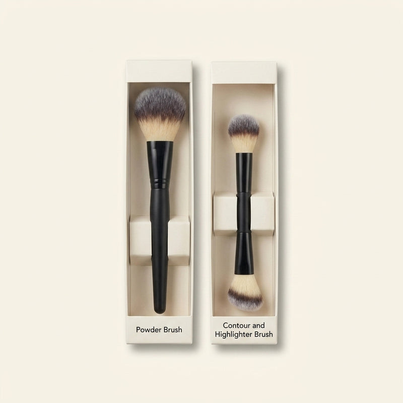 No7 Cheeks Brush Bundle with contour and powder brushes (British brand)