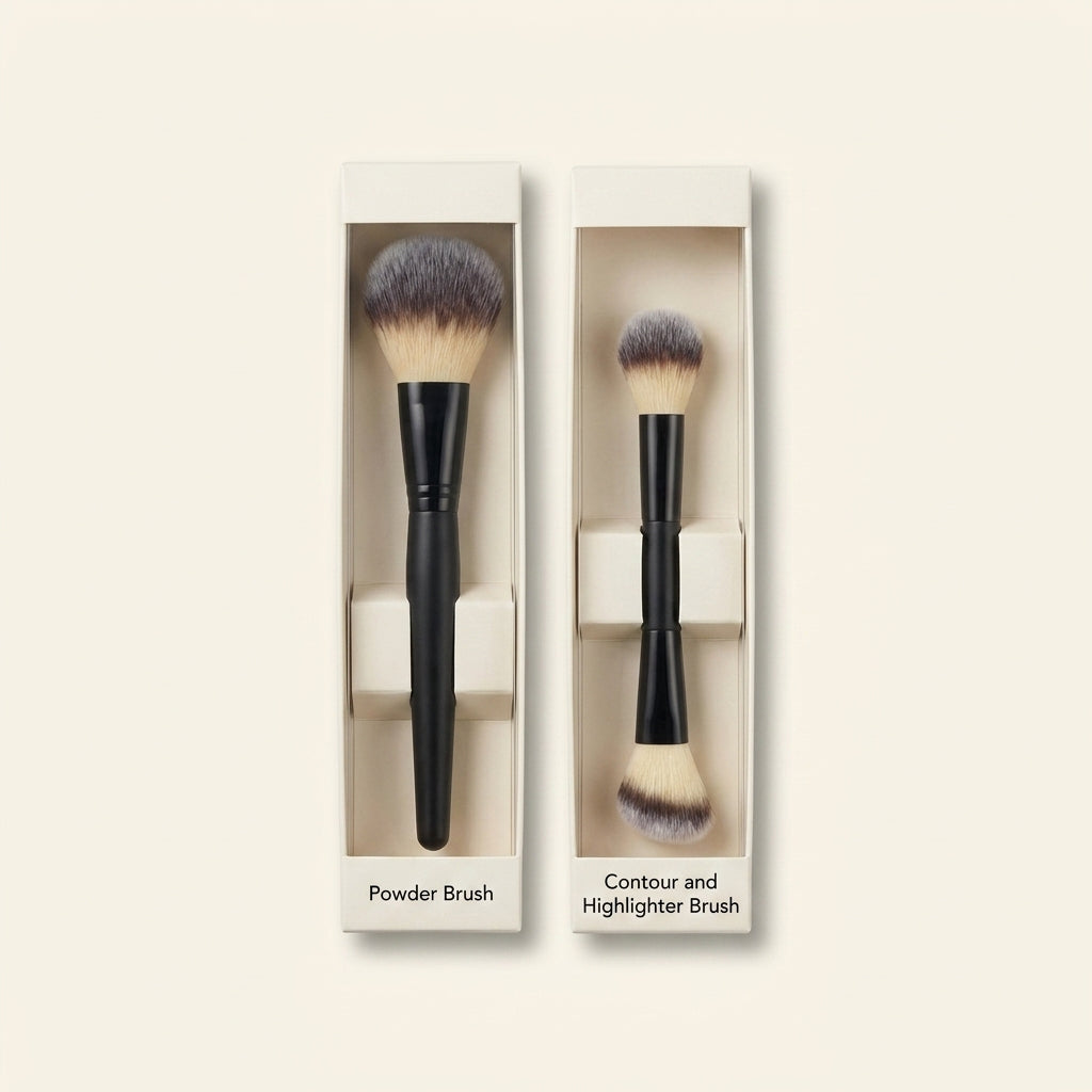 No7 Cheeks Brush Bundle with contour and powder brushes (British brand)