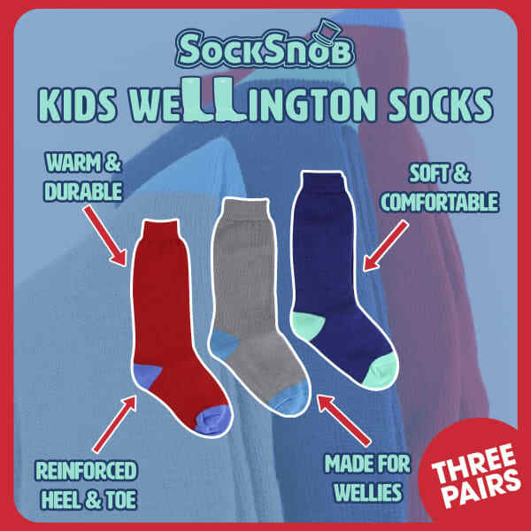 Sock Snob 4er-Pack Kinder-Gummistiefelsocken (britische Marke)
