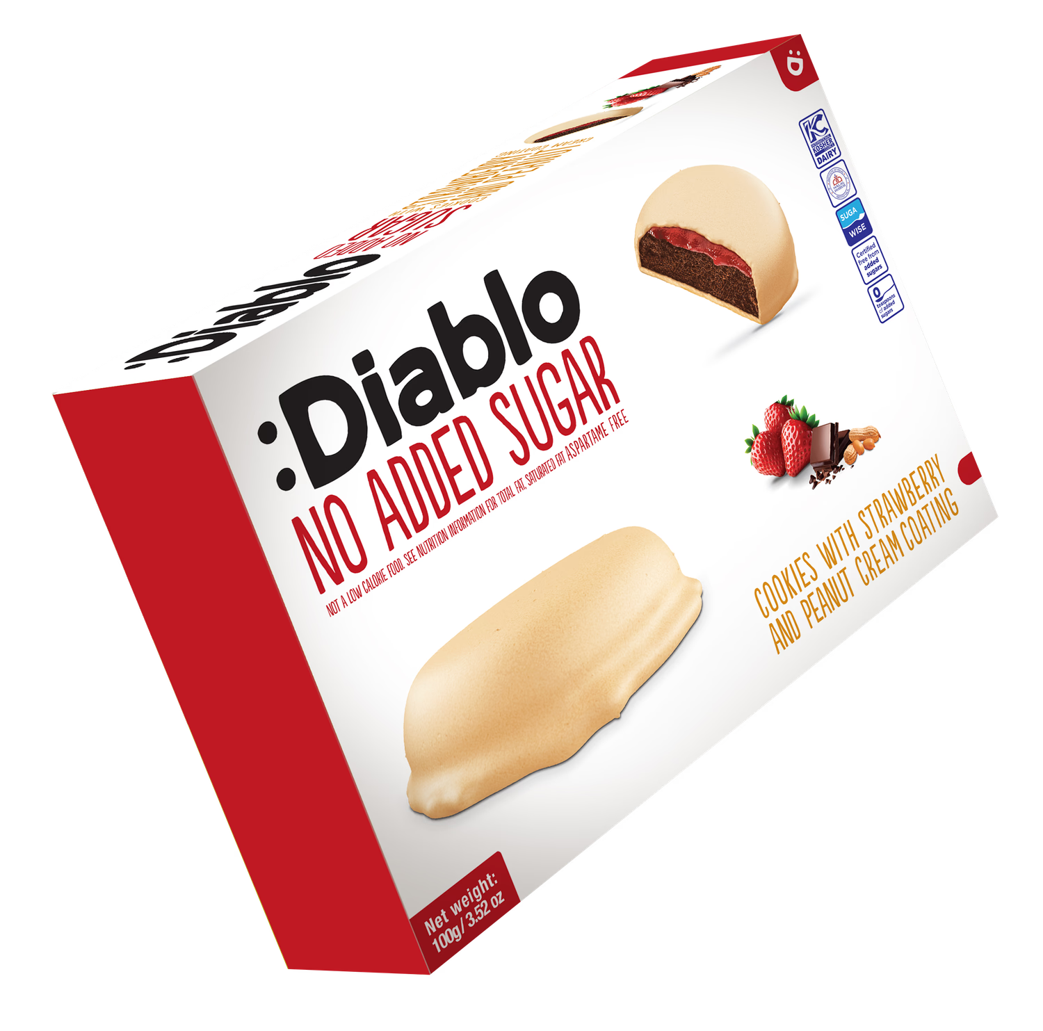 Diablo no added sugar cookies strawberry peanut 100g (British brand)