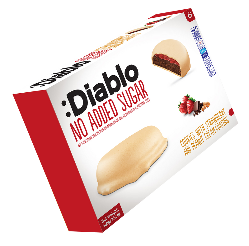 Diablo no added sugar cookies strawberry peanut 100g (British brand)