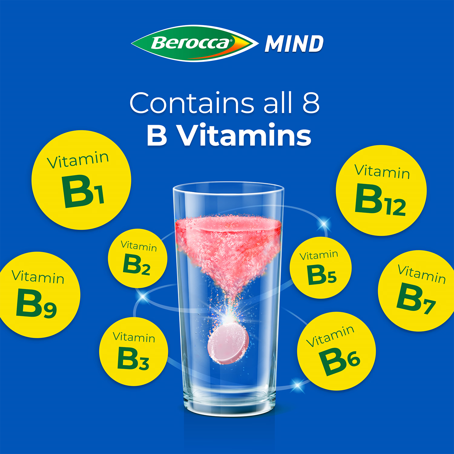 Berocca Mind effervescent tablets Berry 15 tablets (British brand)