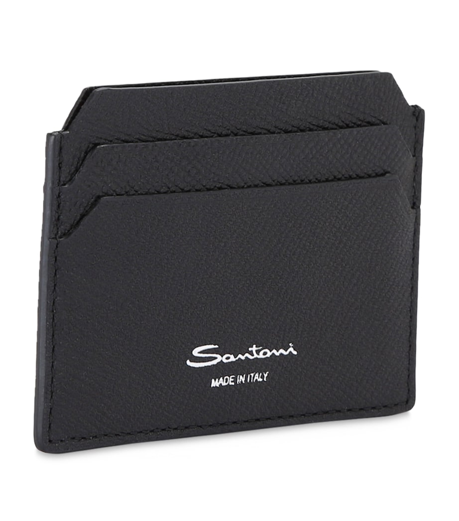 Santoni textured leather card holder with 6 slots, imported from the UK