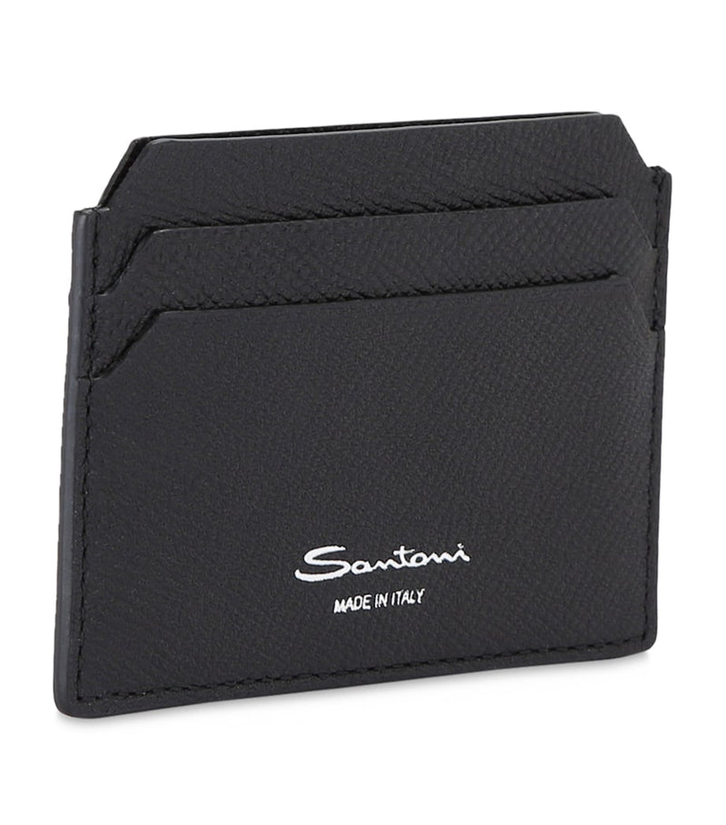 Santoni textured leather card holder with 6 slots, imported from the UK