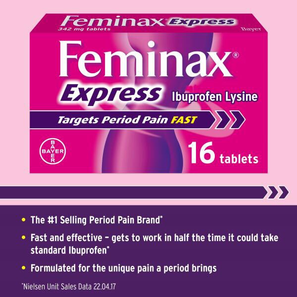 Feminax Express Period Pain & Cramps 16 Tablets GOODS Superdrug   