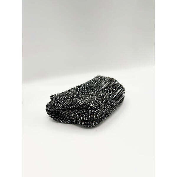 SVNX crystal pouch clutch bag in black, imported from the UK