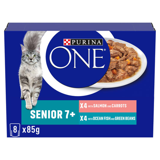 Purina One Senior Cat Food 7+ Salmon & Ocean Fish 8x85g GOODS Sainsburys   