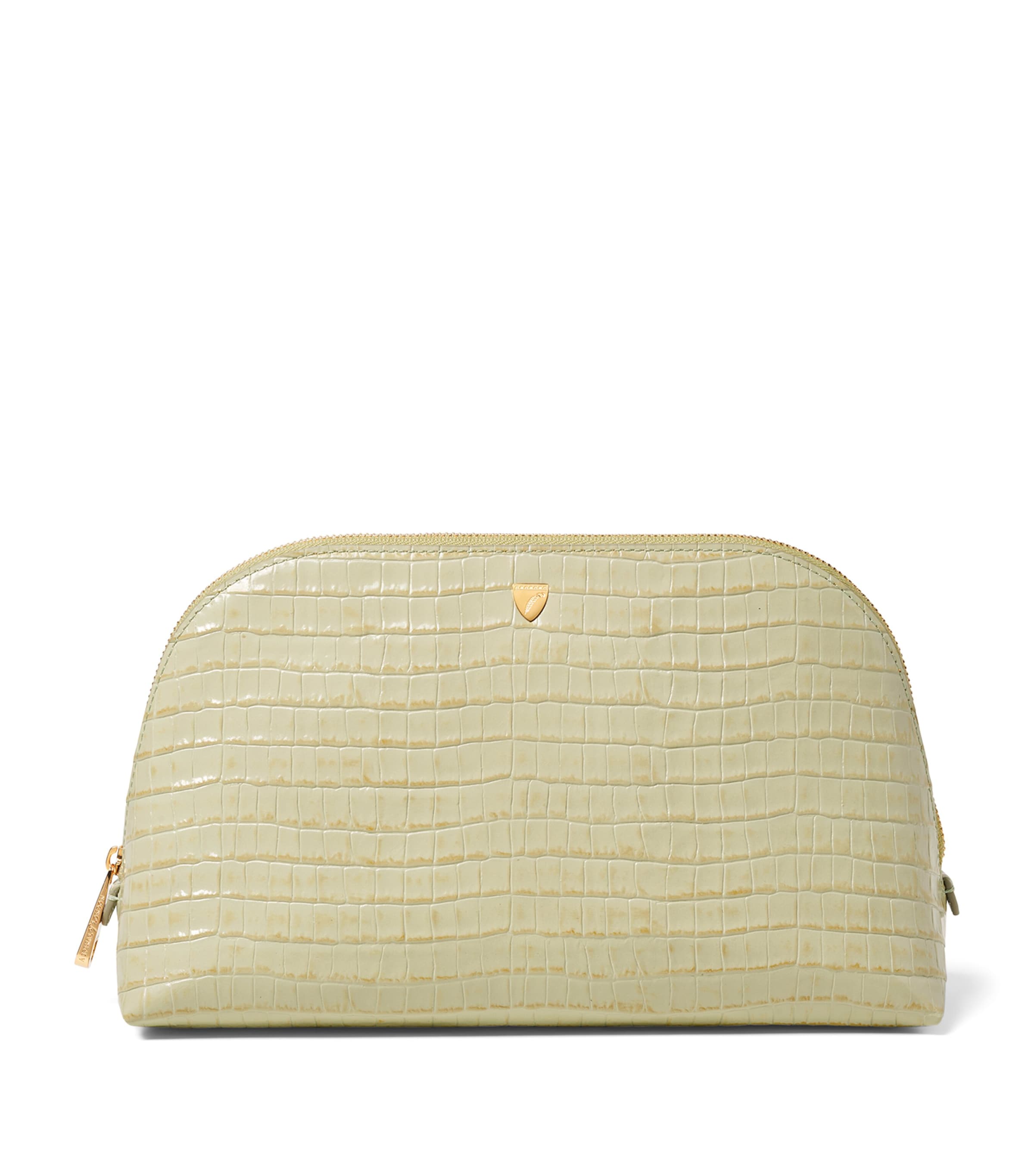 Aspinal of London croc-embossed leather classic wash bag - British product