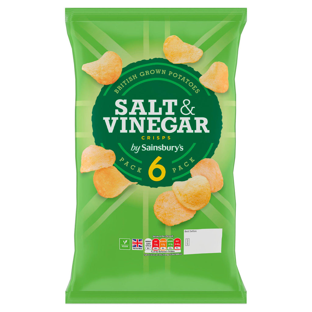 Sainsbury's Salt & Vinegar Crisps 6x25g