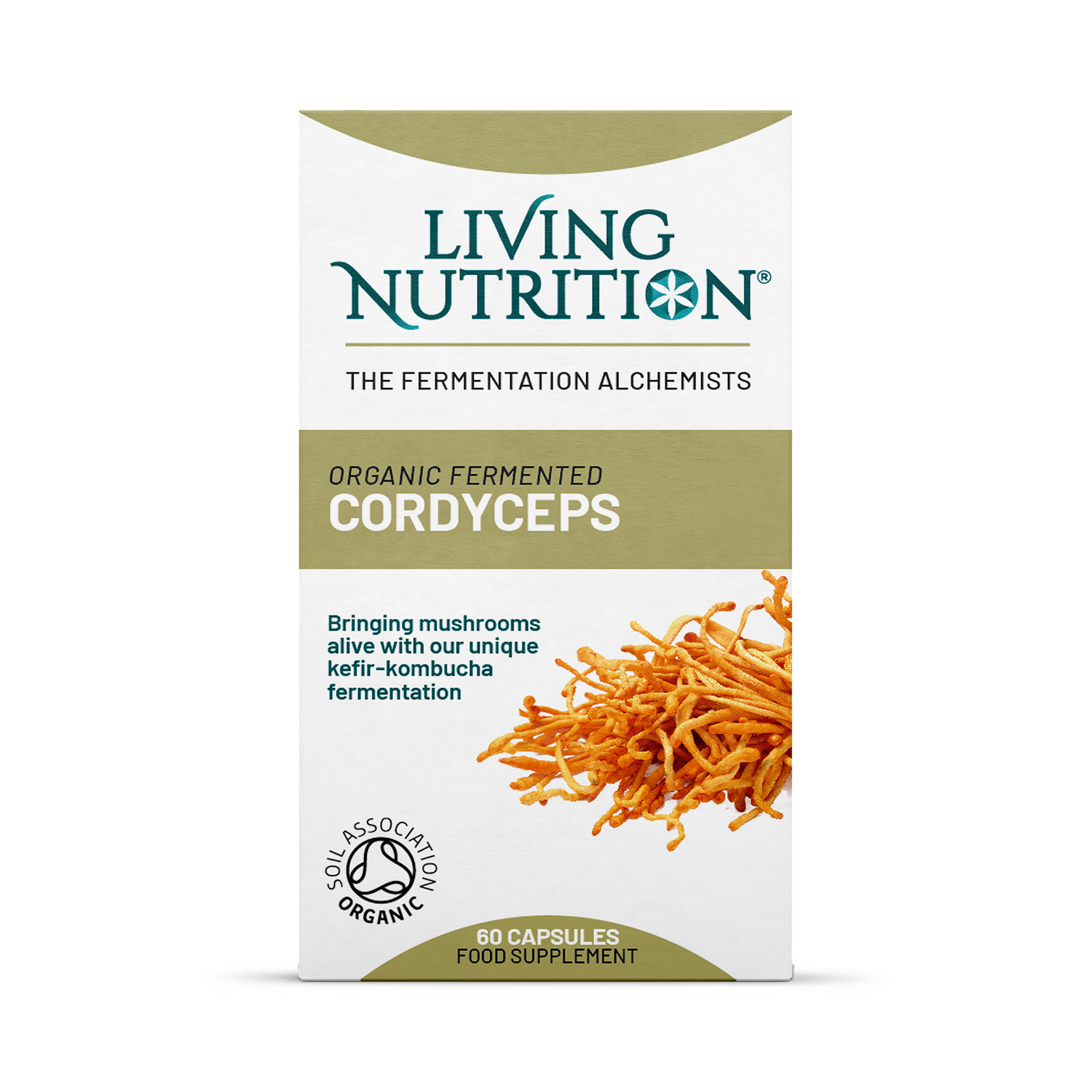 Living Nutrition organic fermented cordyceps 60 capsules, imported from the UK