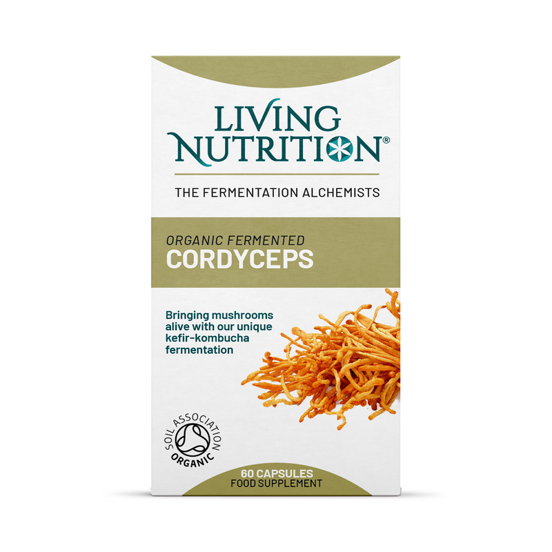 Living Nutrition organic fermented cordyceps 60 capsules, imported from the UK