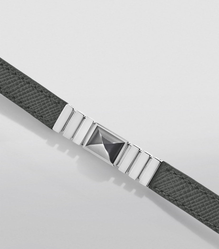 Marli New York white gold and saffiano leather UNII bracelet, UK version