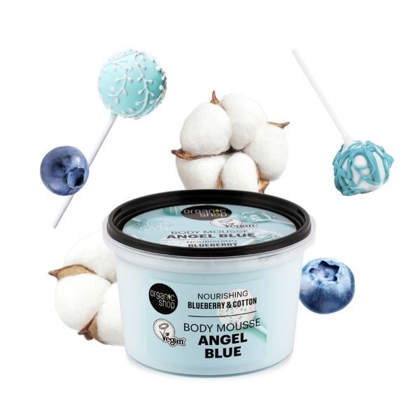 Organic Shop Angel Blue Body Mousse Blueberry Cotton 250ml, imported from the UK