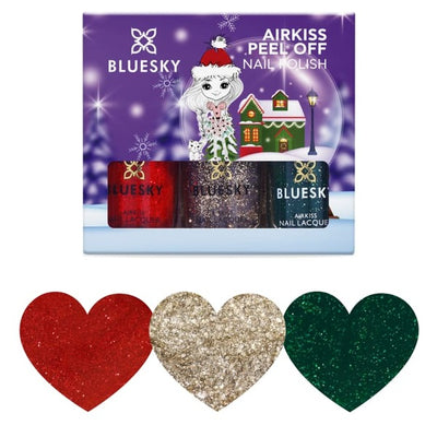 Superdrug Bluesky Kids Airkiss Peel-off Nail Polish Set Christmas Glitters 3 x 5ml- Buy online at McGrocer