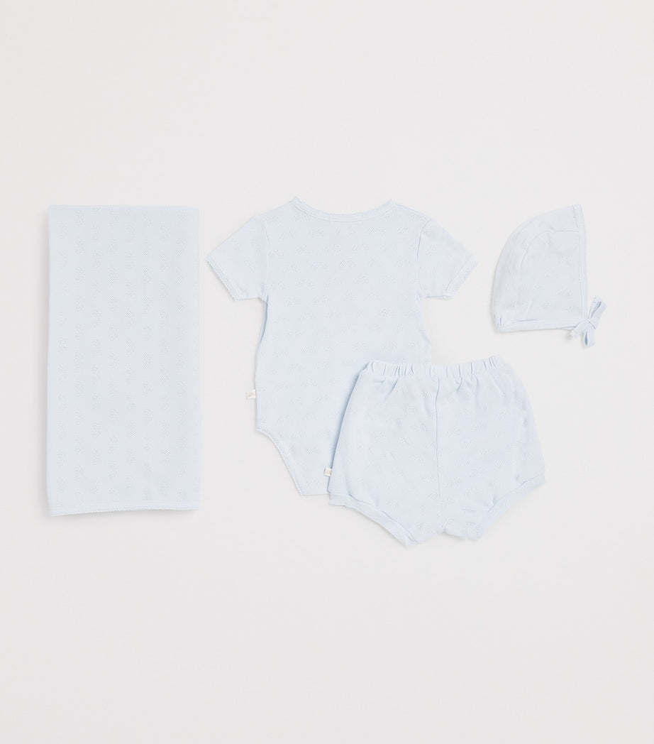 Marie-Chantal cotton pointelle gift set 0-6 months, imported from the UK