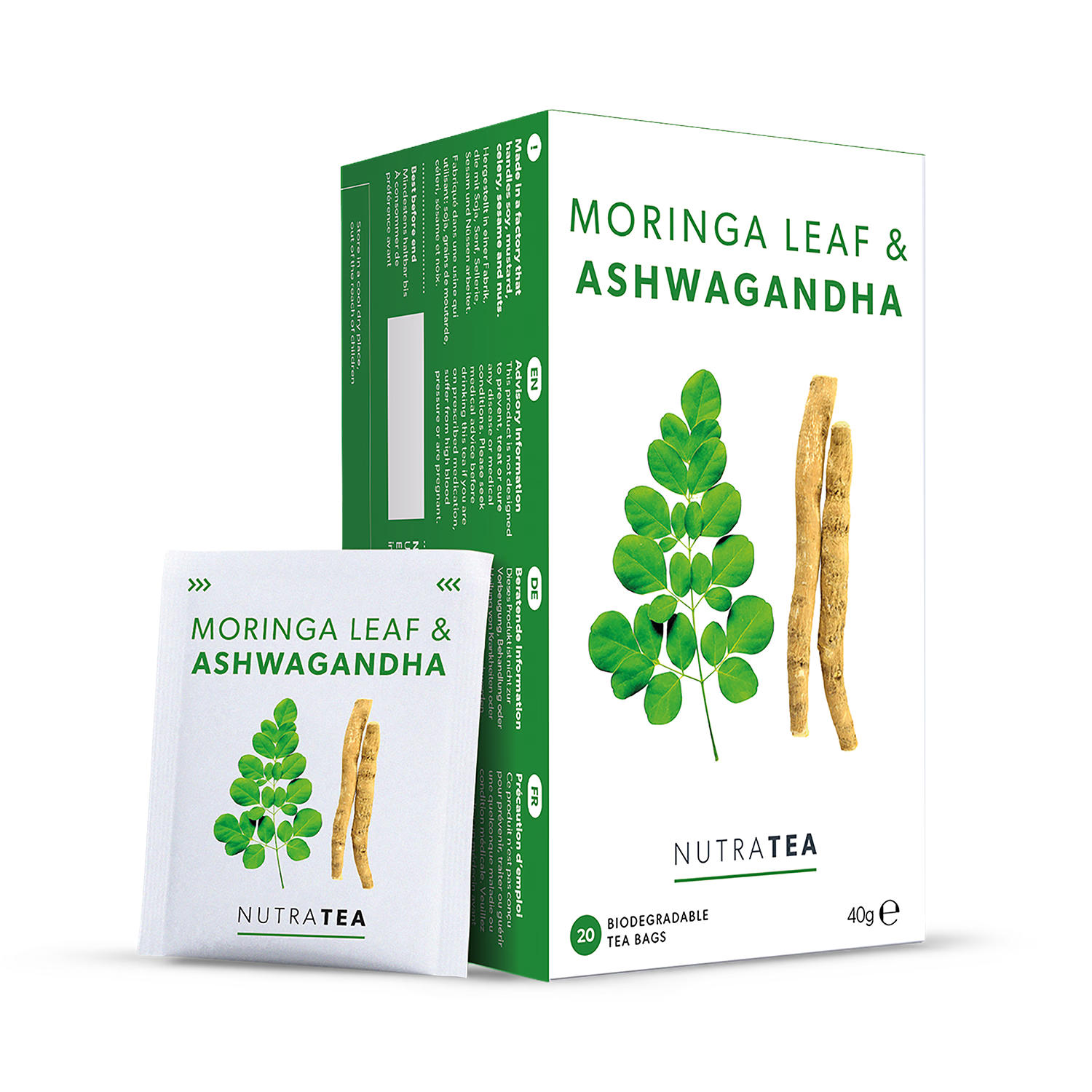 Moringa and Ashwagandha herbal tea 20 tea bags (British brand)