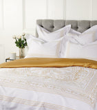 King Duvet Cover in Egyptian Cotton with Bordered Design and Gold Accents 230cm x 220cm