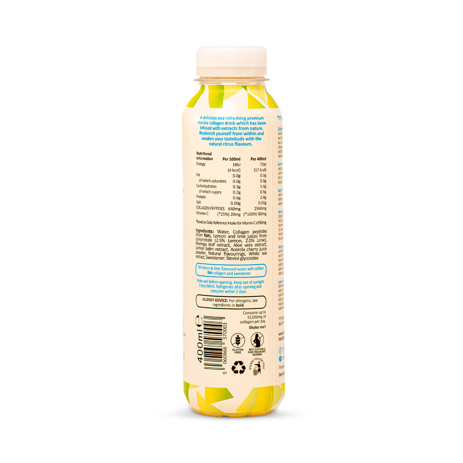 FYX Collagen Water Lemon & Lime 400ml - British product