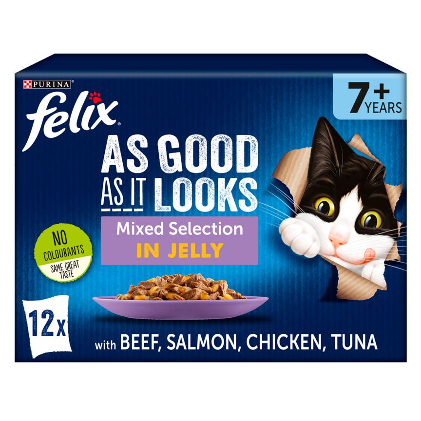 Felix AS GOOD AS IT LOOKS Senior Mixed Selection in Jelly Wet Cat Food 12 x