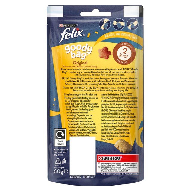 Felix Goody Bag Original Chicken Liver & Turkey Cat Treats    60g