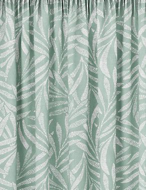 Fern Pencil Pleat Blackout Curtains - Mint, W135Cm Drop 137Cm