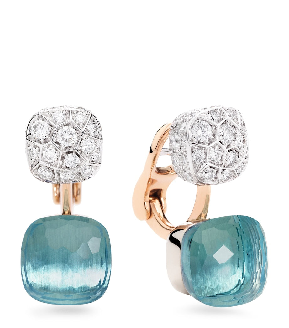 Pomellato blue topaz and diamond earrings, UK version