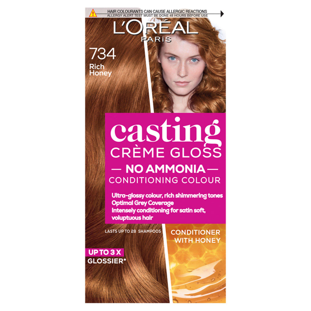 L'Oreal Paris Casting Creme Gloss Semi Permanent Hair Dye Rich Honey Brown 734