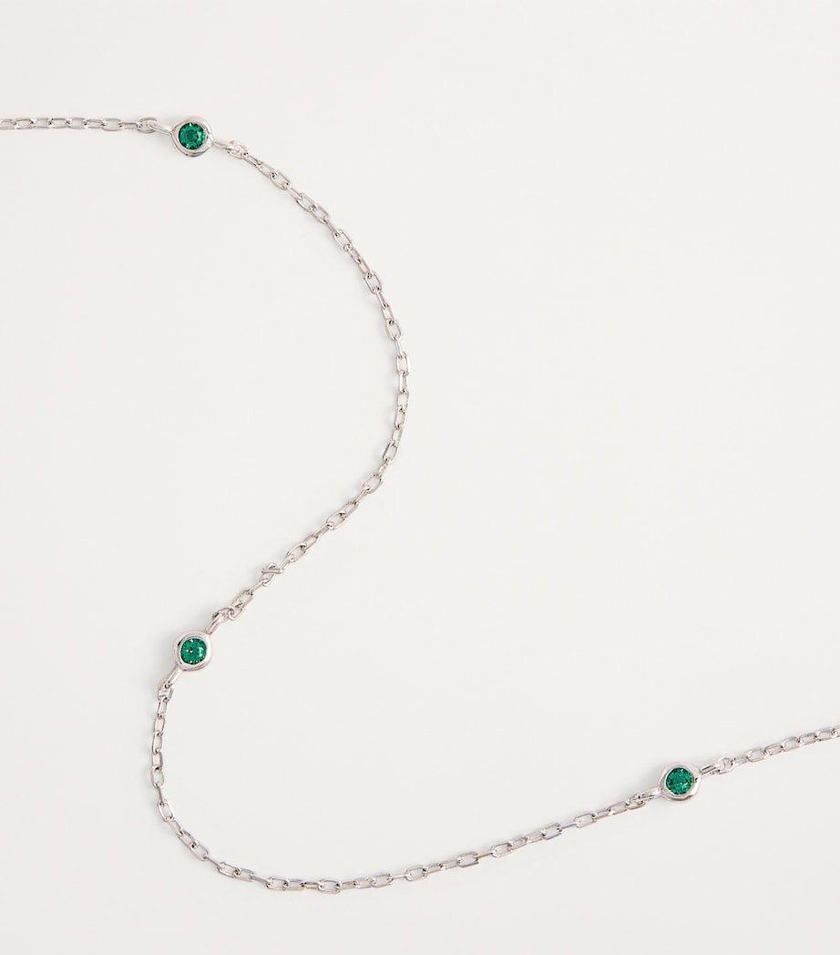 Astrid & Miyu white gold emerald charm necklace - British product