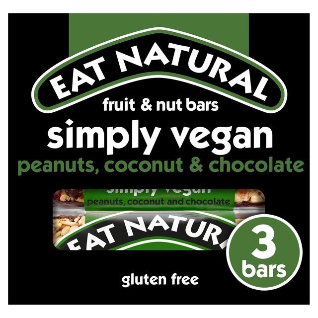 Eat Natural Simply Vegan Peanuts Coconut & Chocolate Bars   3 x 40g Food Cupboard M&S   