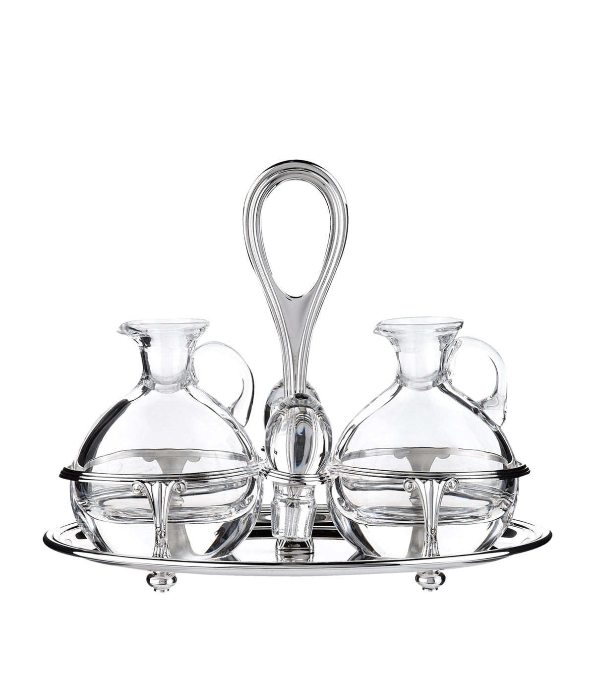 Oval Silver-Plated Cruet Set for Oils and Dressings