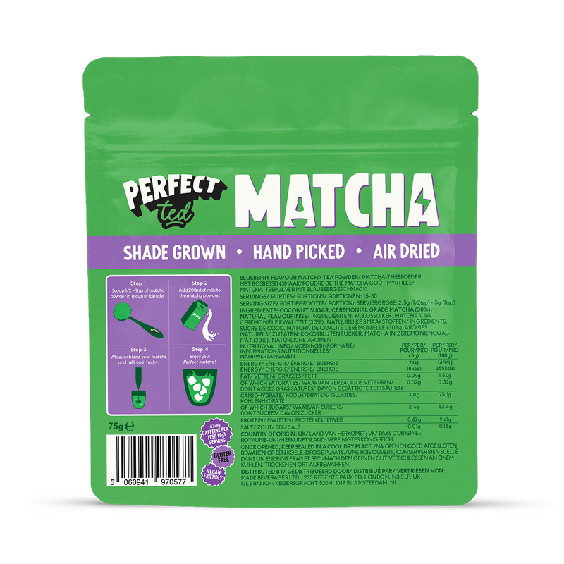 PerfectTed Blueberry Matcha Tea Powder 75g, UK version