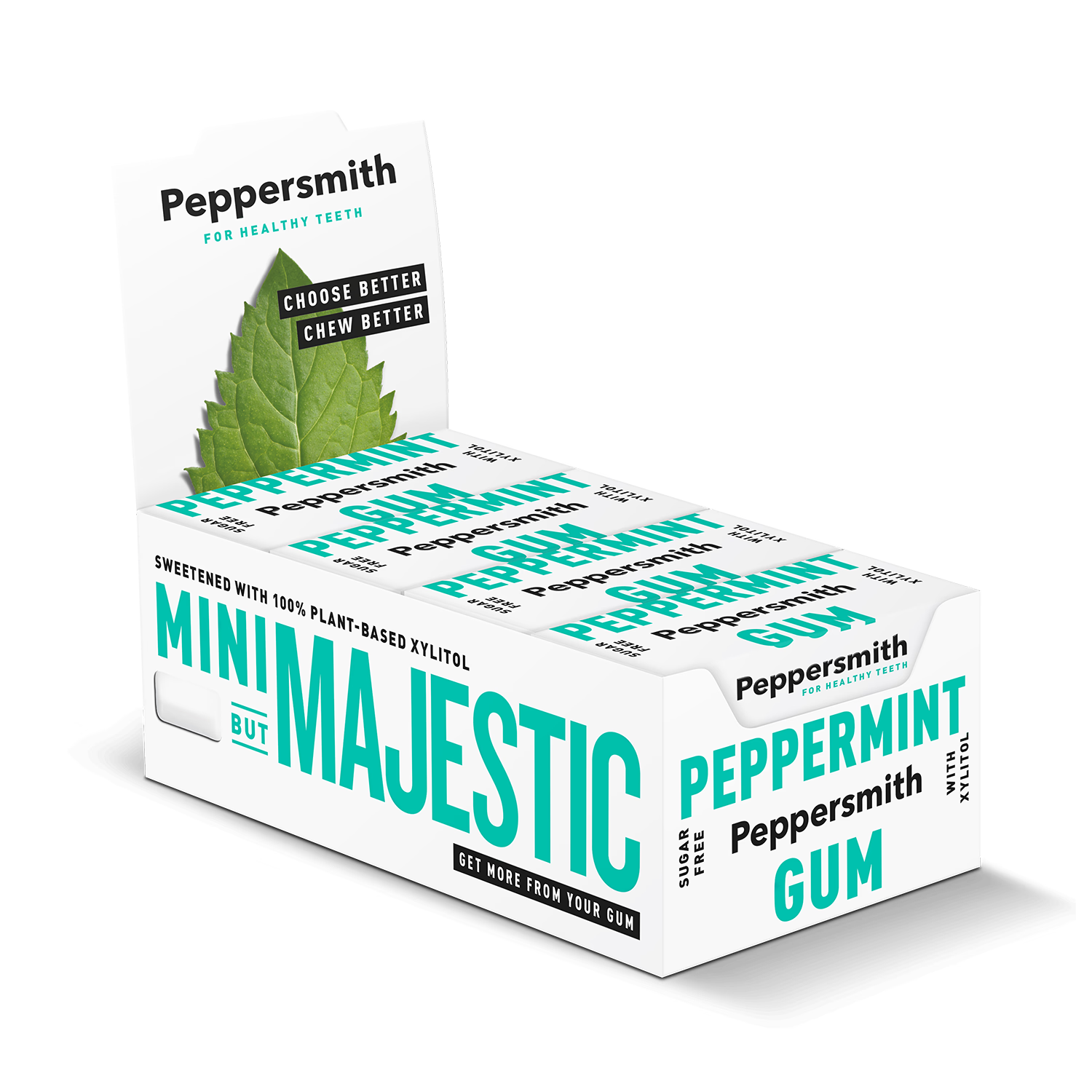 Peppersmith peppermint gum 12 packs 120 pieces - British product