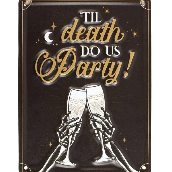 Something Different metal hanging sign Party Champagne 20cm x 15cm, UK version