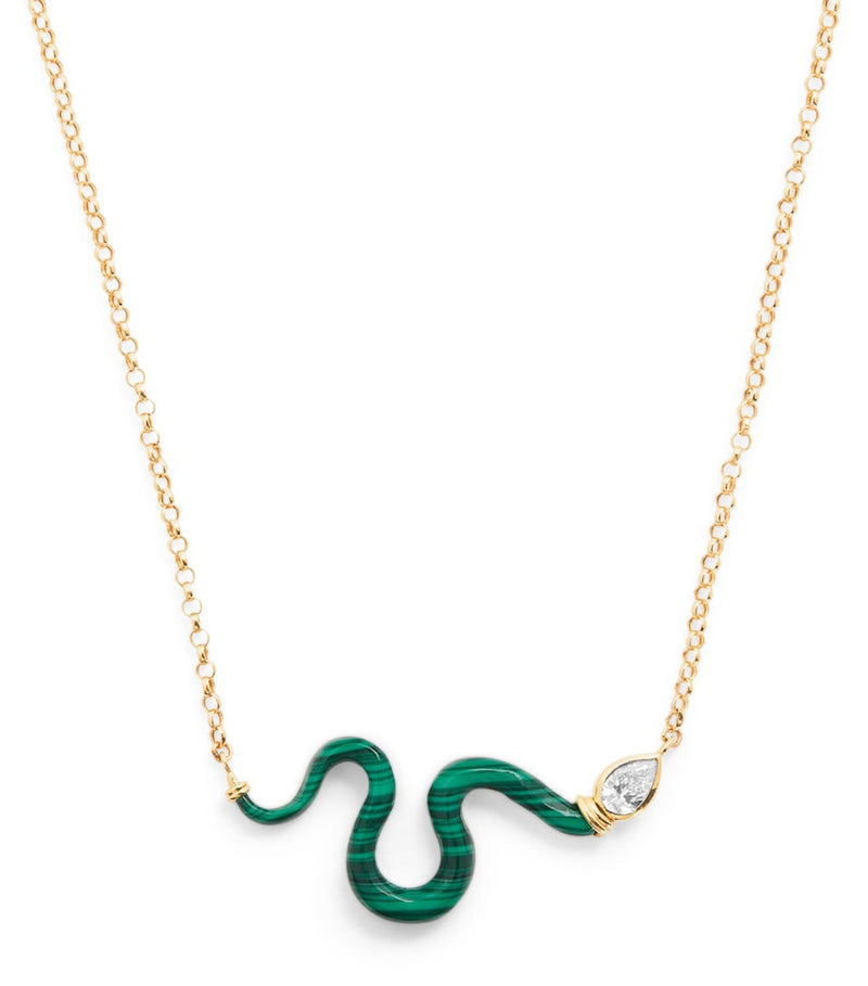 L'Atelier Nawbar Boa necklace diamond malachite 40-42cm, imported from the UK