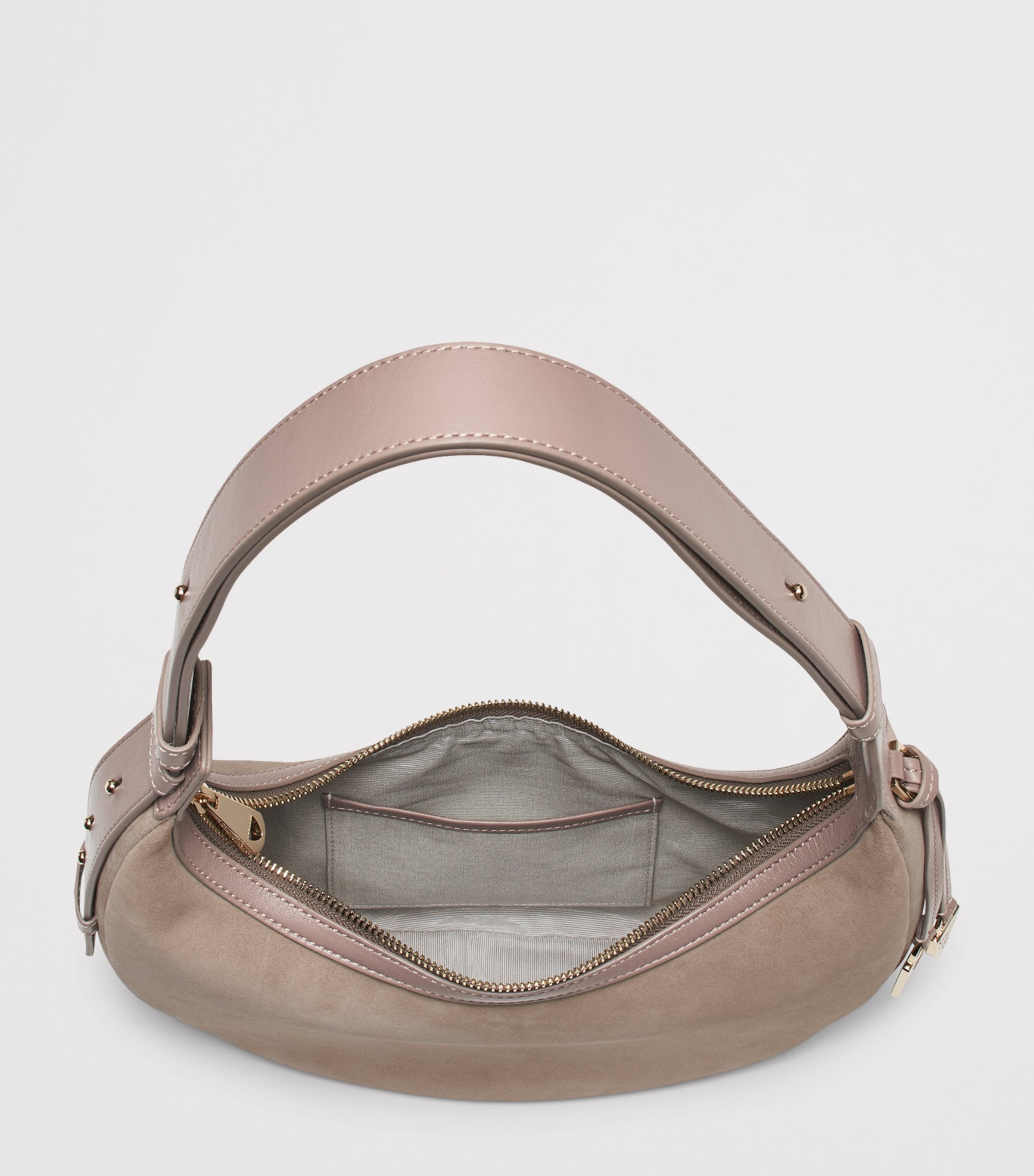 Aspinal of London small Soho Crescent suede shoulder bag, UK version