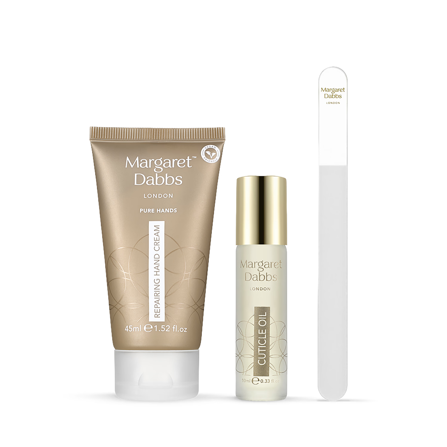 Margaret Dabbs London PURE Hands gift set with cuticle oil and hand cream, imported from the UK