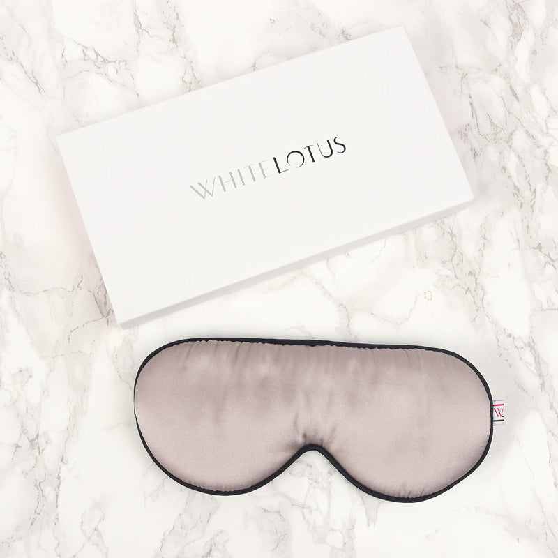 White Lotus Beauty 100% mulberry silk sleep mask, imported from the UK