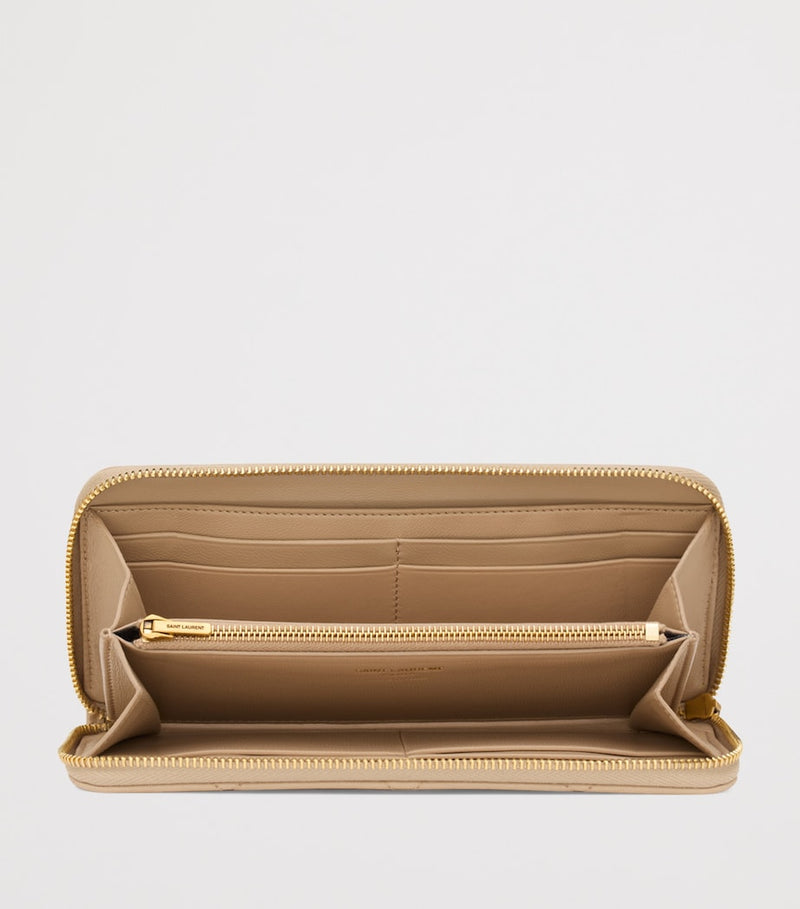 Saint Laurent matelassé zip-up wallet lambskin (British brand)