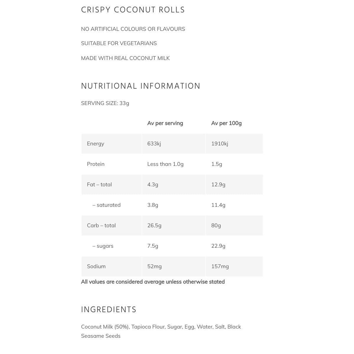 Tropical Fields Crispy Coconut Rolls, 265g GOODS Costco UK