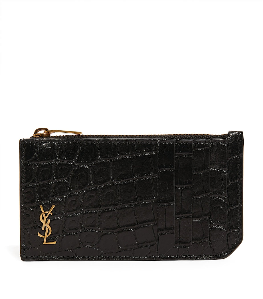 Saint Laurent croc-embossed monogram card holder, imported from the UK