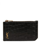 Saint Laurent croc-embossed monogram card holder, imported from the UK