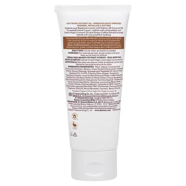 Palmer's Coconut Hydrate Hand Cream 96g, imported from the UK