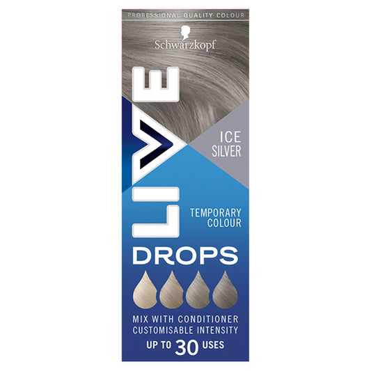 Schwarzkopf Live Colour Drops Silver Hair Dye Ice Silver Semi Permanent 30ml GOODS Sainsburys   