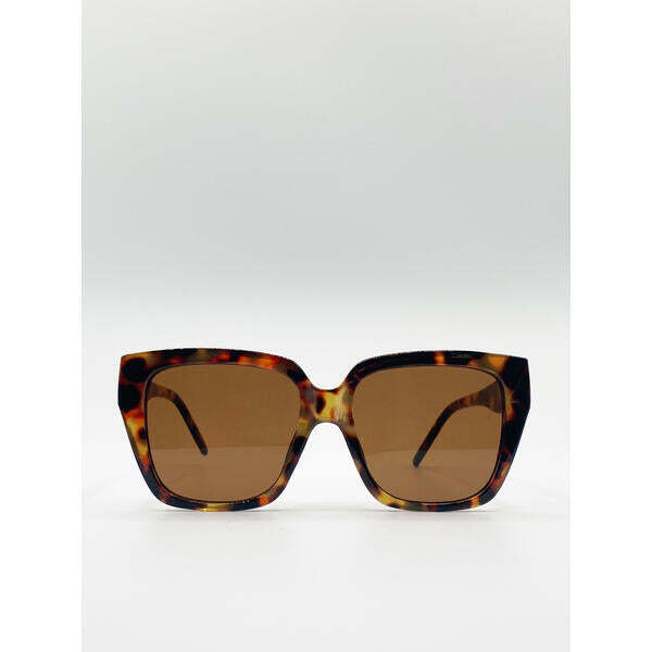 SVNX oversized cat eye sunglasses brown tortoiseshell plastic frame - imported from the UK
