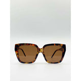 SVNX oversized cat eye sunglasses brown tortoiseshell plastic frame - imported from the UK