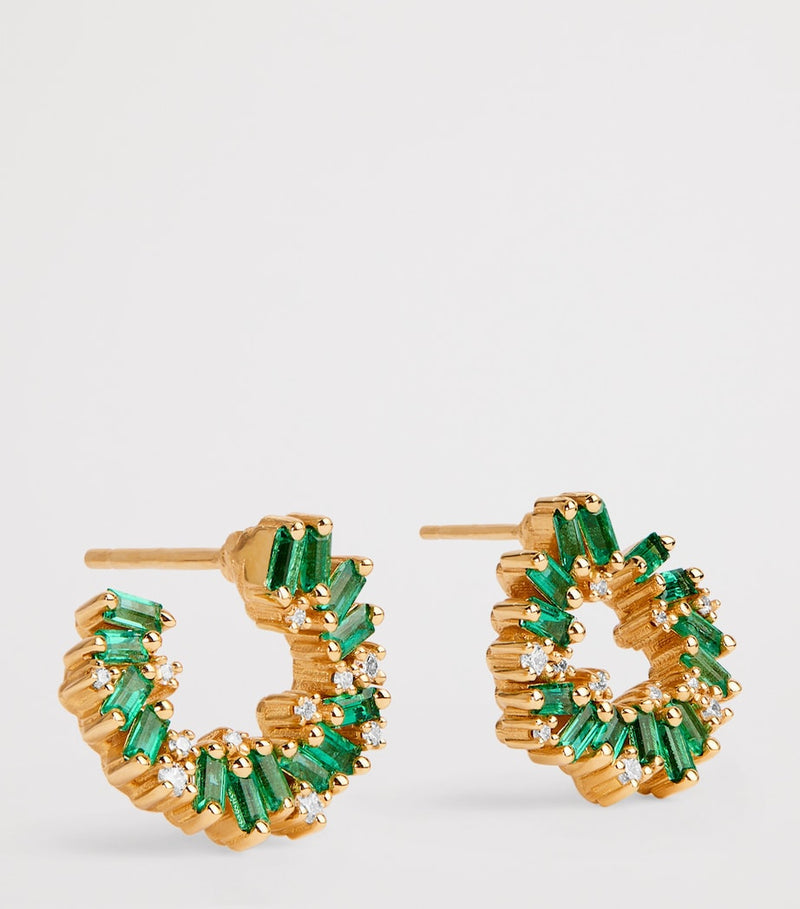 Suzanne Kalan Frenzy spiral emerald diamond earrings (British brand)