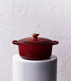 Le Creuset cast iron round casserole dish 24cm, imported from the UK