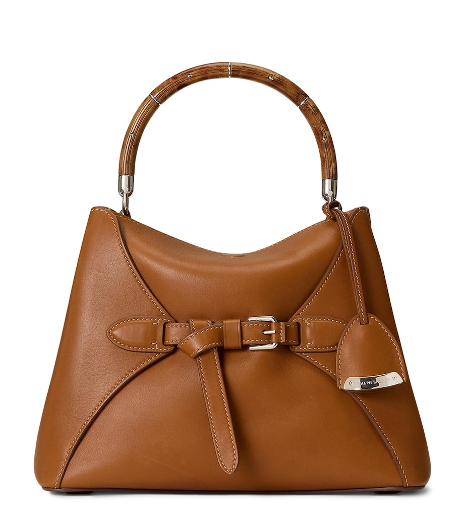 Ralph Lauren calfskin top-handle bag with wood detailing - British product
