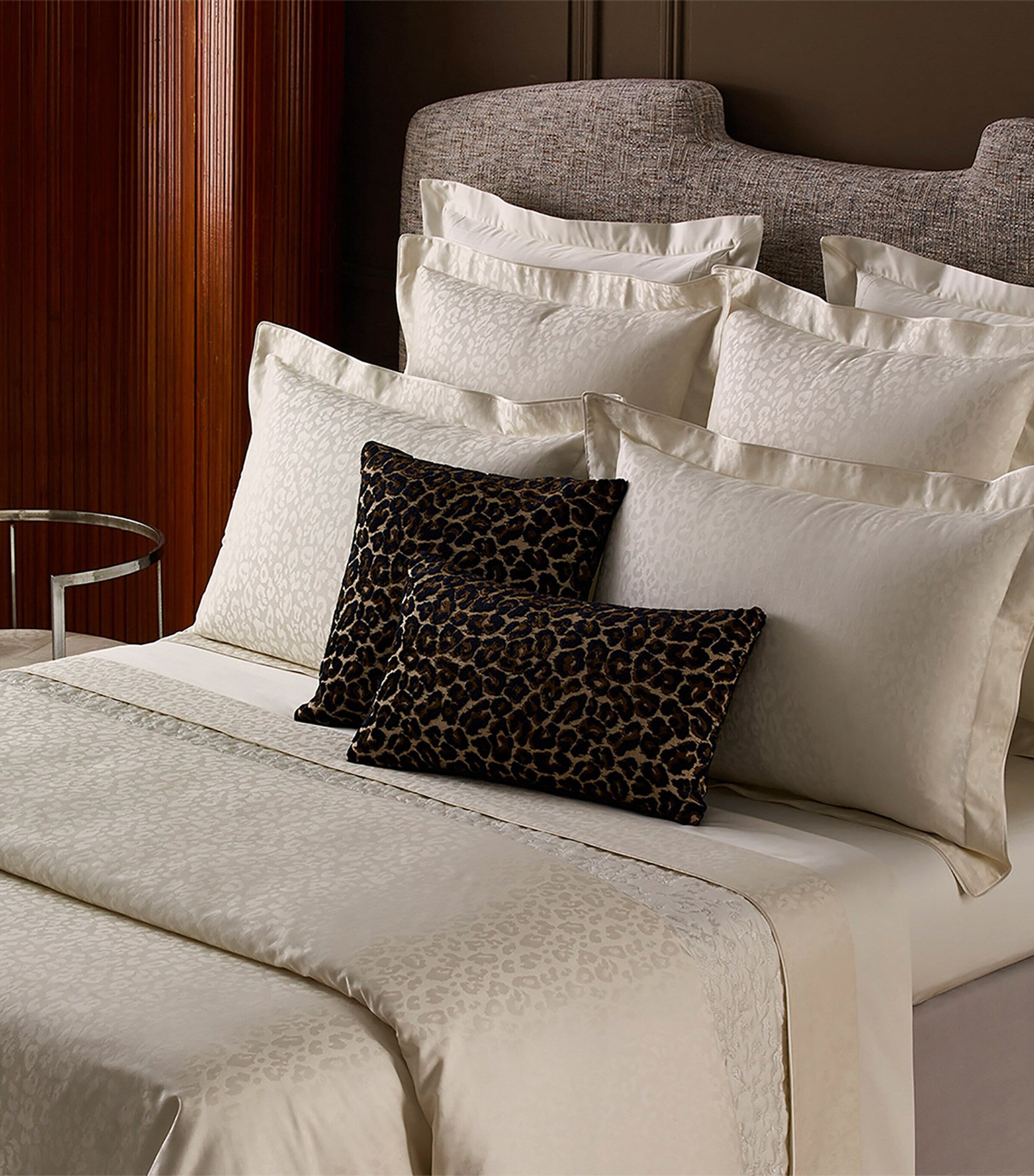 Yves Delorme Leopard Square Oxford pillowcase 65cm x 65cm (British brand)