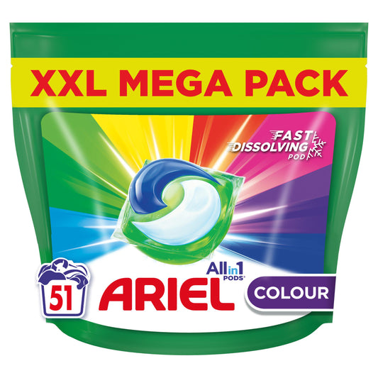 Ariel All-in-1 Pods Washing Liquid Capsules Colour 51 Washes GOODS Sainsburys   